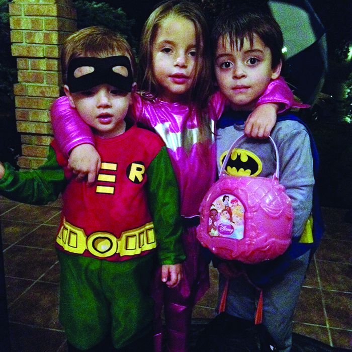 Adam, 2, Ava, 5, and Kaleb, 5, were ready to thwart evil doers ... and eat candy!