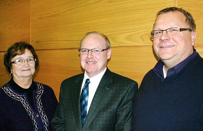 Carol Bryden, newly acclaimed chair of the St. Clair Catholic District School Board, left, Dan Parr, new director of education and John Van Heck, newly acclaimed vice-chair of the board.