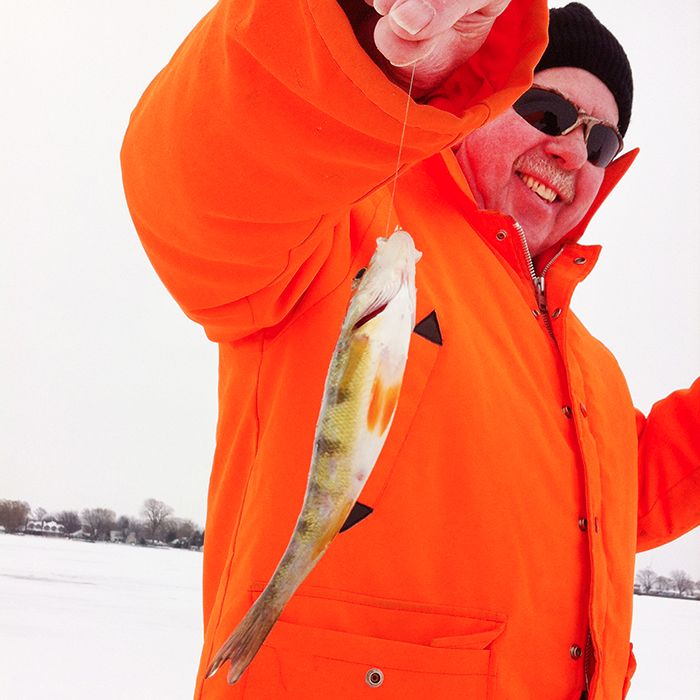 Bill Hall showcases the biggest fish he and his son, Chatham Voice contributing writer Aaron Hall, pulled out of the waters of Mitchell’s Bay during a recent ice fishing excursion. It was also the only fish to take an interest in their bait. The inconsistent weather has made for an equally inconsistent ice fishing season so far.