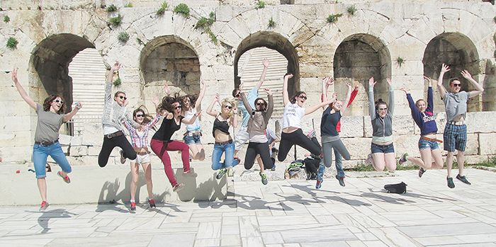 Seeing the rich history of Italy and Greece had these Ursuline College Chatham students jumping for joy recently. They were part of a group of 60 UCC kids who spent their March Break in the two Mediterranean countries.