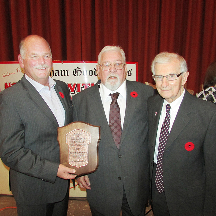 From left, Tim Mifflin, Phil Williston and Don Strong were among more than 200 people who gathered for the Chatham Goodfellows 60th anniversary celebration last week. Mifflin was named Mr. Goodfellow of 2014, Williston’s family was recognized for seven decades of involvement, and Strong was among the first group of Goodfellows in 1954.