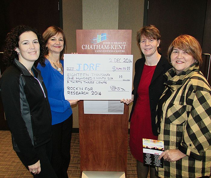 From left, Cheri Arnew, Nancy Tippin, Sharon O’Leary and Linda O’Hara celebrate the more than $18,000 the recent Rock N For Research event raised for the Juvenile Diabetes Research Foundation.