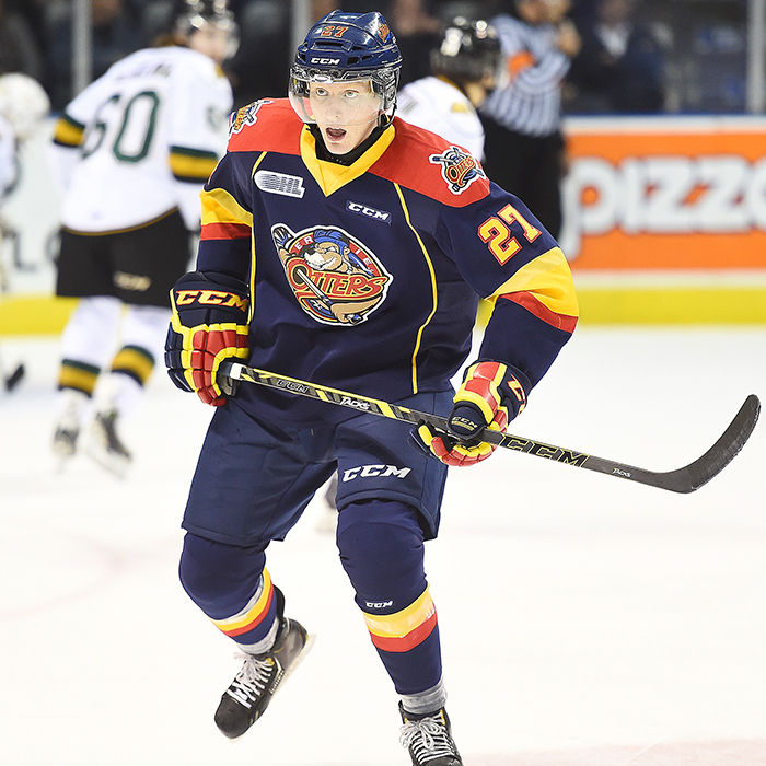 Trent Fox is shown here skating with the OHL's Erie Otters. (Photo by Aaron Bell/ OHL Images)