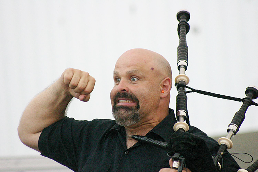 Sandy Campbell of The Mudmen flexes for the crowd during their performance at WAMBO on the weekend.