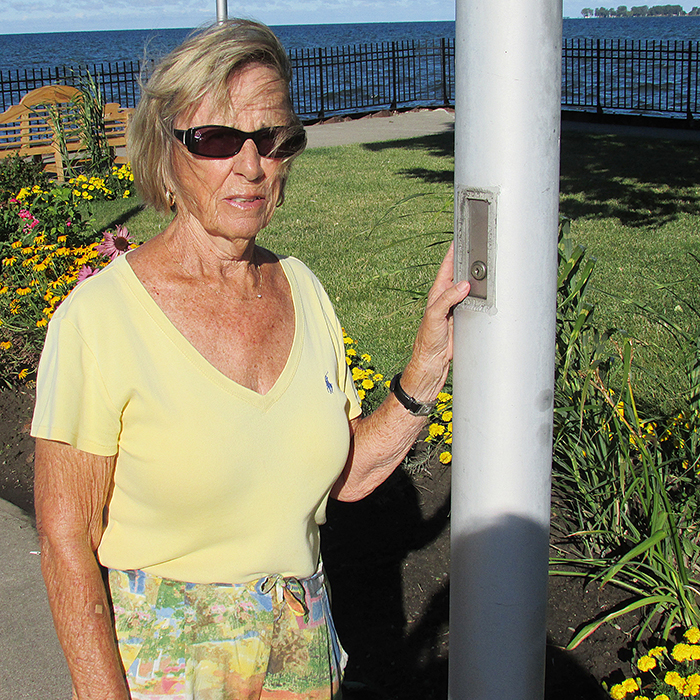 Yvette Pinsonneault has been at odds with the municipality all summer over a short-changing of flags at the Mitchell’s Bay wharf. She wants to know why two flag poles sit empty and ugly at the wharf, but the municipality won’t give her a straight answer.