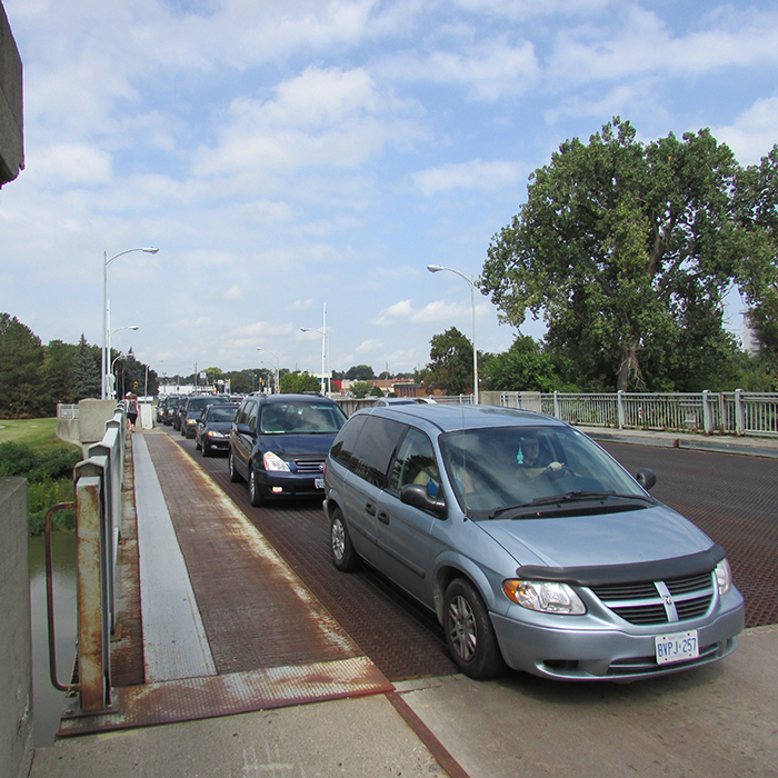 Traffic flows across the Parry Bridge on Keil Drive in Chatham.