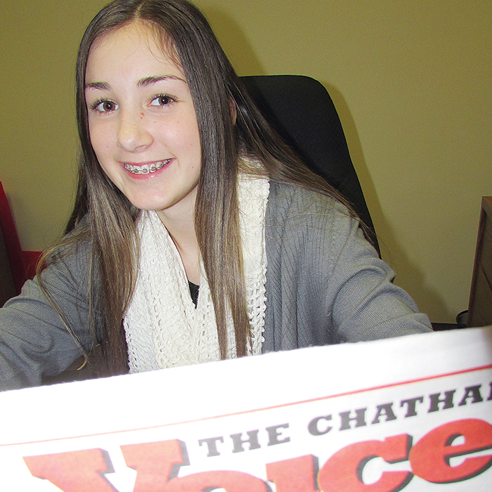 Allie Doran, 14, a Grade 9 student at Chatham-Kent Secondary School, spent Nov. 4 at The Chatham Voice as part of Take Your Kid to Work Day.