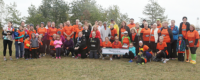 The Thamesview Family Health Team poses for a photo at the Foundation of Chatham-Kent Health Alliance’s 3rd Annual Chatham-Kent Pumpkin Run… for local health care last month at Rondeau Provincial Park. The Thamesview team raised nearly $4,000, while the entire event netted $16,500 in support of the CKHA Diagnostic Imaging Equipment Renewal Campaign.  (Photo courtesy of Kate Dath)
