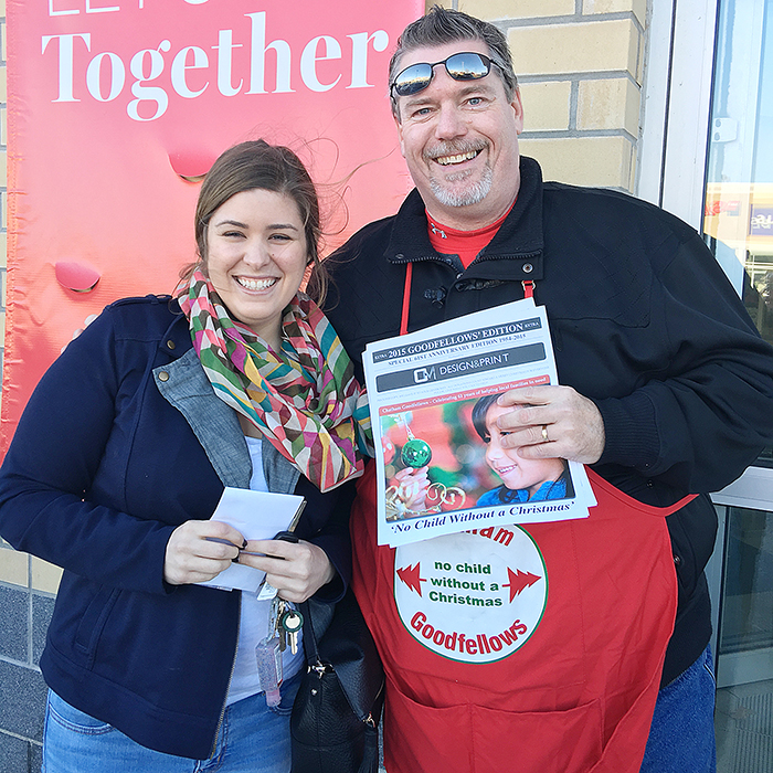 Caitlin Caldwell stopped by to visit Bruce in front of the St. Clair Street, LCBO Friday, winning a pair of tickets to see "the McCartney Years" at the Cultural Centre in the process.