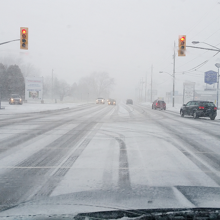 The weather quickly went from wet to slick Sunday in Chatham-Kent. Some folks, including the author, just have to go out to check conditions firsthand.