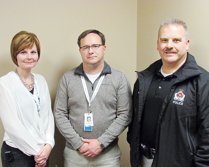 Chatham-Kent’s Mobile Crisis Team has been one of the leading groups of its type in the province. Here, left to right, are psychiatric nurses Christine Cogghe, Dan Saunders and Chatham Kent police constable Brent Milne.
