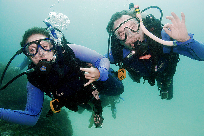 Williams, left, loves life underwater as well. Here, she’s seen off the coast of Australia checking out the Great Barrier Reef.