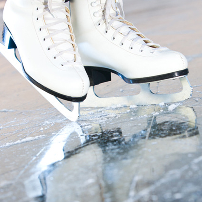 Tilted natural version, ice skates with reflection