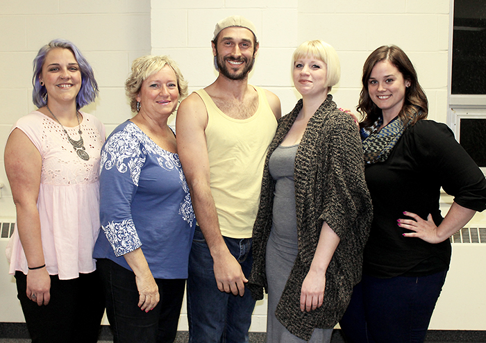 Cast members for Theatre Kent’s production of Gentlemen Prefer Blondes include (left to right): Crystal Horst, Jan Walker-Holt, Alejandro Pacheco, Tori Franks and Stacie (Suitor) Dengal. The show runs at the Kiwanis Theatre from May 12 to 14.