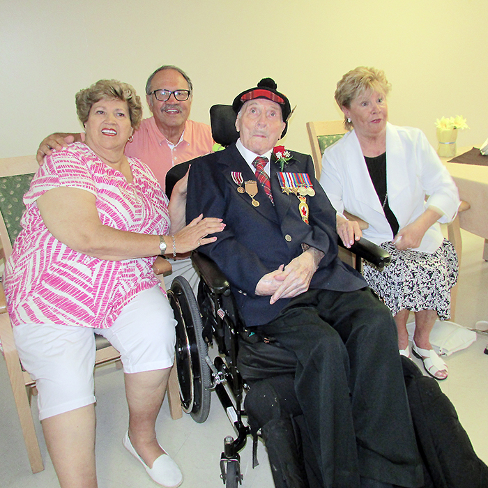 Douglas Stuart, centre, celebrated his birthday with his kids – Diana McComber, Kenneth Stuart and Janet Stuart – as well as grandchildren and great grandchildren, and fellow residents of Meadowpark Nursing Home in Chatham on June 23.