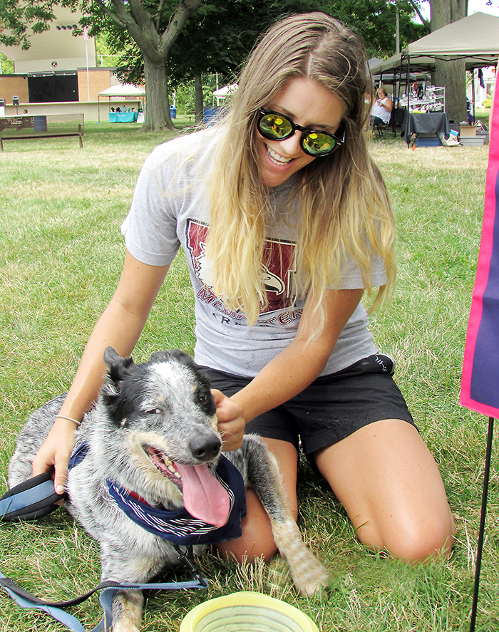 Chatham resident Halleigh Lucier walked over to Tecumseh Park Saturday to check out the I Love Dogs Festival going on with her canine companion, Luke. Lucier adopted the Australian cattle dog/border collie mix on June 20, the day he turned three.