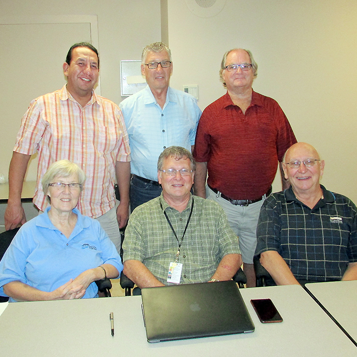 Members of the SDH board meet to discuss the Adamson report into operations of the Chatham-Kent Health Alliance. Front row left to right Kris Lee, chair Sheldon Parsons, George Lung. Second row left to right Rex Issac, vice chair Herb John and Conrad Noel.