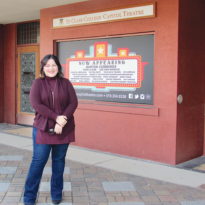 Rachel Schwarz stands outside the Capitol Theatre, a facility her Studio Black group hopes to be managing by sometime in 2017.