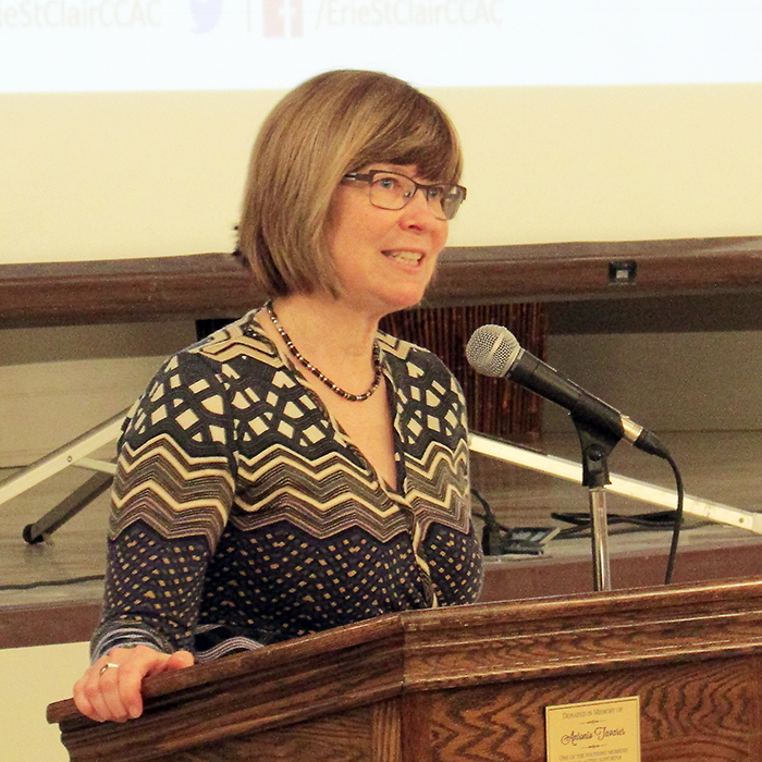 Lori Marshall, CEO for the Erie-St. Clair Community Care Access Centre, speaks to the gathered crowd Nov. 17 for the organization’s annual Heroes in the Home event.