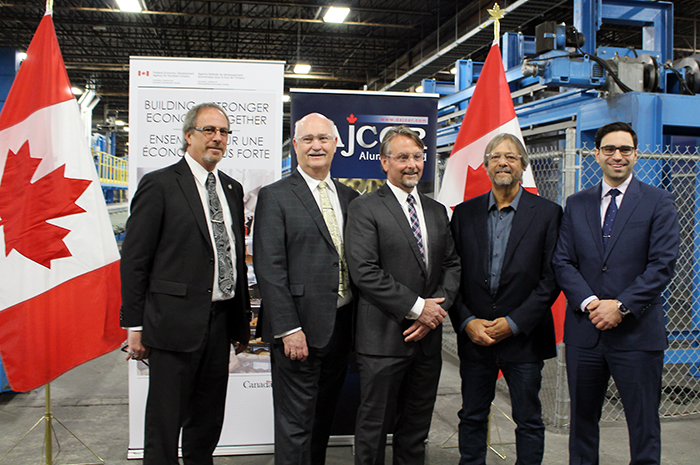 Chatham-Kent Mayor Randy Hope, Bill Loucks, Mike Kilby and Max Fantuz of Dajcor and Peter Fragiskatos, Member of Parliament for London North Centre.