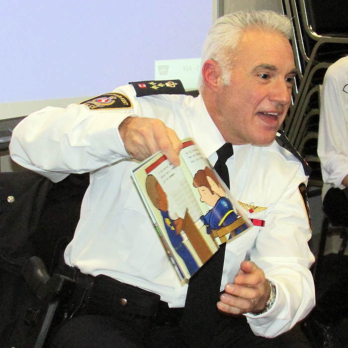 Chatham-Kent Police Service Police Chief Gary Conn was a special guest at the Adult Language and Learning Centre Jan. 25, reading two books to a room full of kids at the Family Literacy Day event.