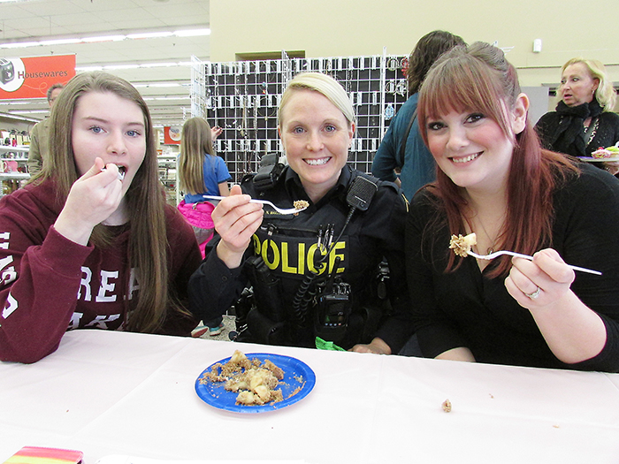 Judges for the Cupcake Day challenge at Value Village Saturday included UCC student Brenna Corcoran, OPP Const. Nicole Mailloux and Value Village staff alumni Meghan Labadie. Money raised went to the Friends of the Animal Shelter group.
