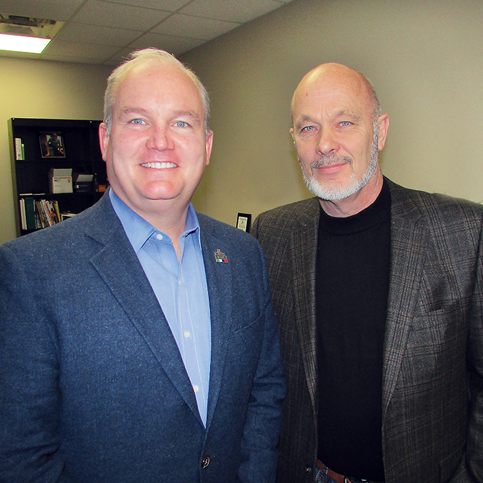 Federal Conservative leadership candidate Erin O’Toole, left, received a guided tour of Chatham-Kent recently by Chatham-Kent Essex MP Dave Van Kesteren.