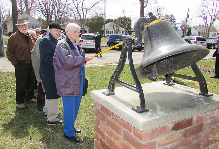 Mary Remington (nee Vidler), born and raised in Erieau, was part of the bell ringing ceremony at the fire hall in Erieau on April 5 as the community celebrated its 100th birthday. She and relatives of founding members of the community took part in the opening ceremonies which is the first of many events planned.