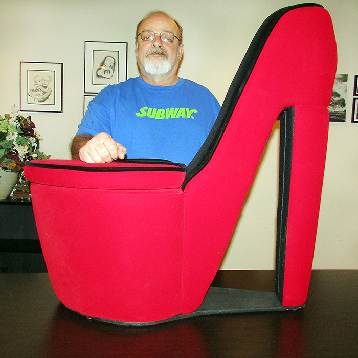 Dave McCready, owner of six Subway restaurants around the municipality, is a supporter of the Chatham-Kent Women’s Centre’s annual Walk a Mile in Her Shoes event June 3. This huge red high-heeled shoe will be used in a “Do the Shoe” awareness event prior to the walk.
