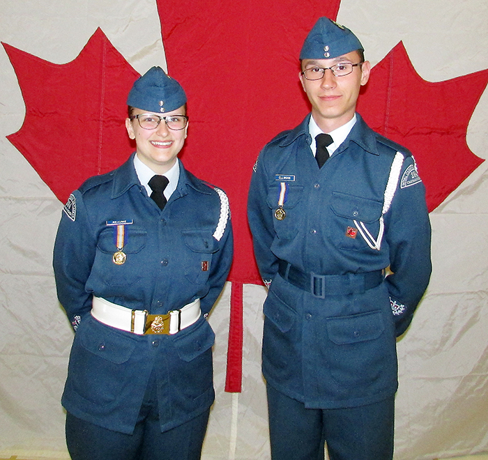 WO 1st Class Teresa Reaume and WO 2nd Class Austin Ellwood received special awards at 294 Chatham Kinsmen Squadron’s 74th annual Ceremonial Review on Saturday in Chatham. Reaume will head to England in July for an exchange with an Air Cadet group there, while Ellwood earned a pilot scholarship, where he will train over most of the summer to become a licensed pilot.